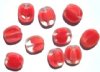 10 14mm Flat Cut Oval Window Bead Red Givre